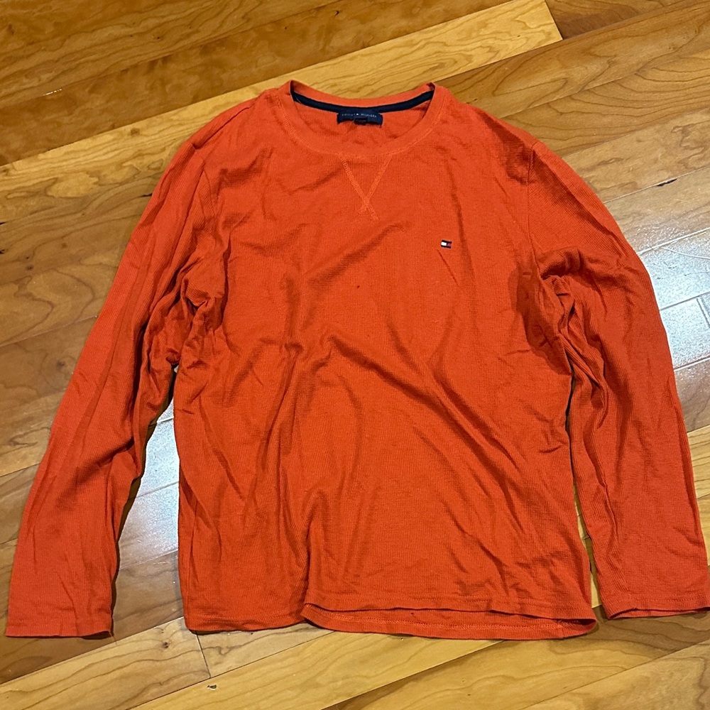 Tommy Hilfiger Men's Vibrant Orange Long Sleeve Tee